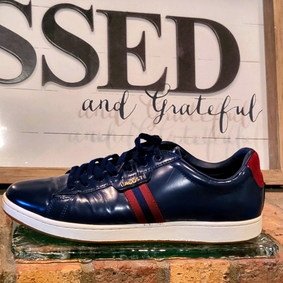 Lacoste Other - Lacoste Carnaby Evo 419 3MA Blue Red Leather Suede Mns Sz 11